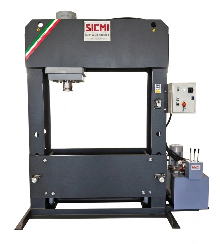 Hydraulic press with motorized table